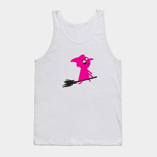 Halloween Witch on Broom Tank Top by Robin Studio